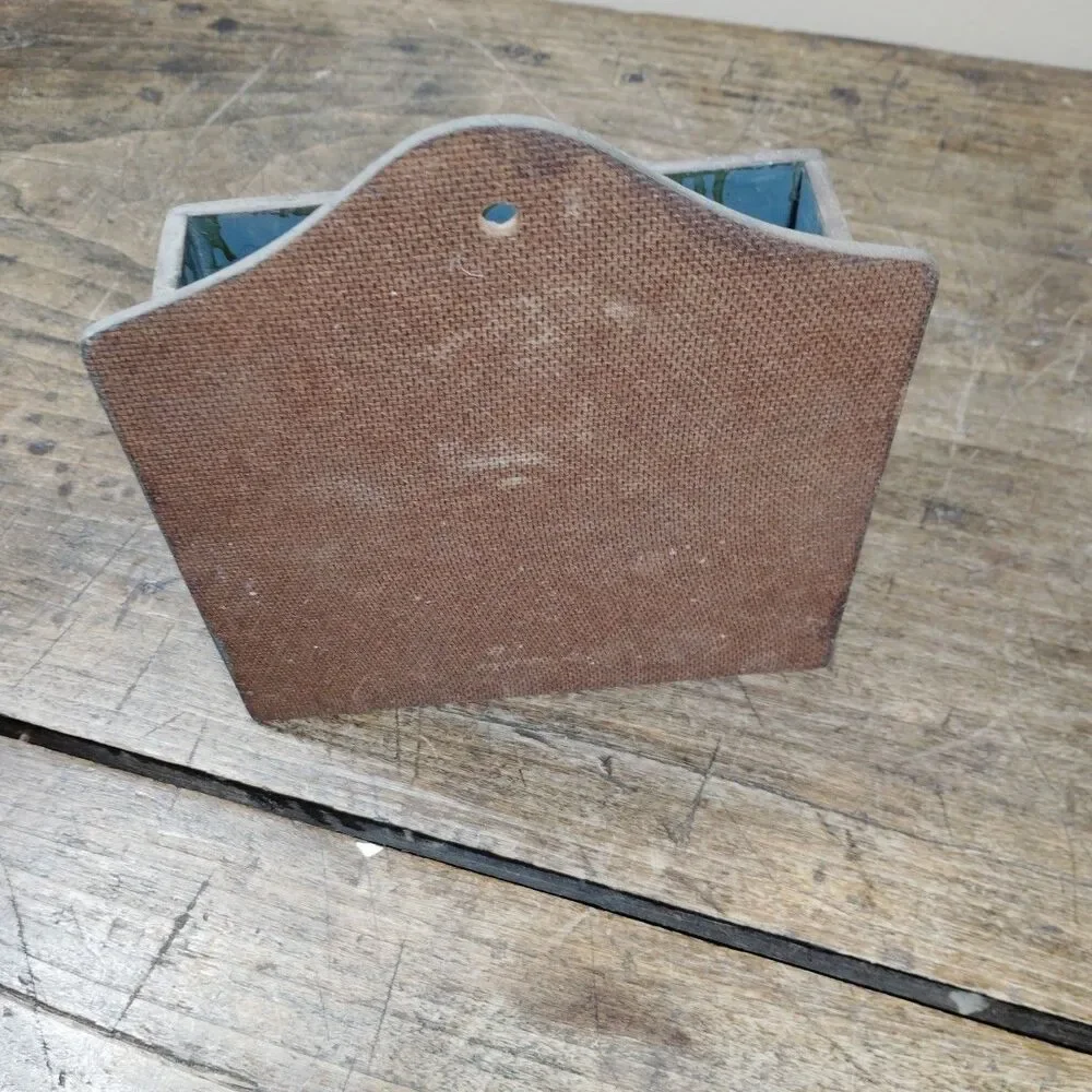 Vintage Primitive Painted Wall Box Hanging Desktop Storage Folk Art Flower Paint